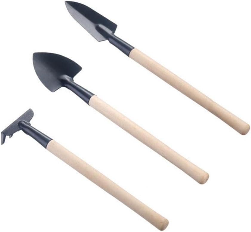 Mini Gardening Tools, 3 Piece Garden Tool Set, Portable Miniature Shovel Rake Trowel for Indoor Plants Pots Succulent Terrarium Bonsai, Fairy Garden Accessories (S)