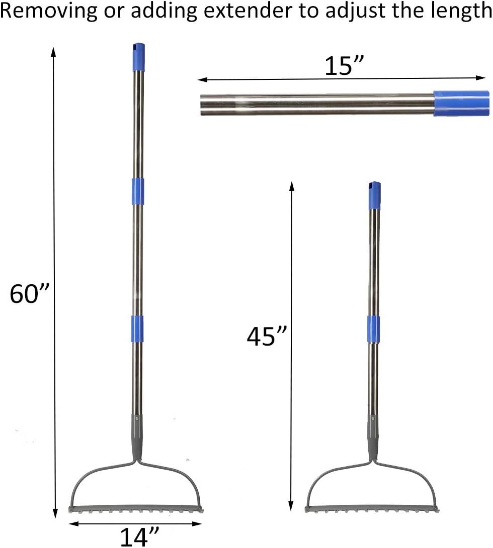 Garden Rake, 5 FT Metal Rake for Lawns Level Head Rakes with Stainless Steel Handle for Loosening Soil - Image 2