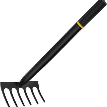 Garden Hand Rake, Mini Hand Cultivator, Heavy Duty Carbon Steel Garden Rakes Tillers with Rubber Grip, Rakes for Gardening Handle Lawn Grass Leaf Rake Gardening Tools