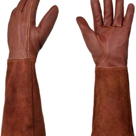 Gardening Gloves Women/Men - Thorn Proof Cowhide Leather Rose/Blackberry Pruning Long Forearm Protection Gauntlet
