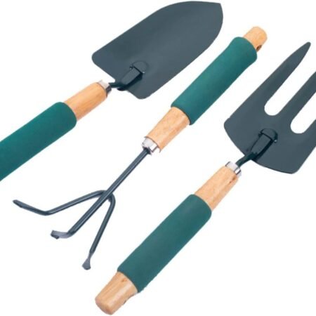 Garden Tool Set, Heavy Duty Carbon Steel 3 Piece Garden Tool Set, Outdoor Gardening Work Set with Ergonomic Sponge Handle