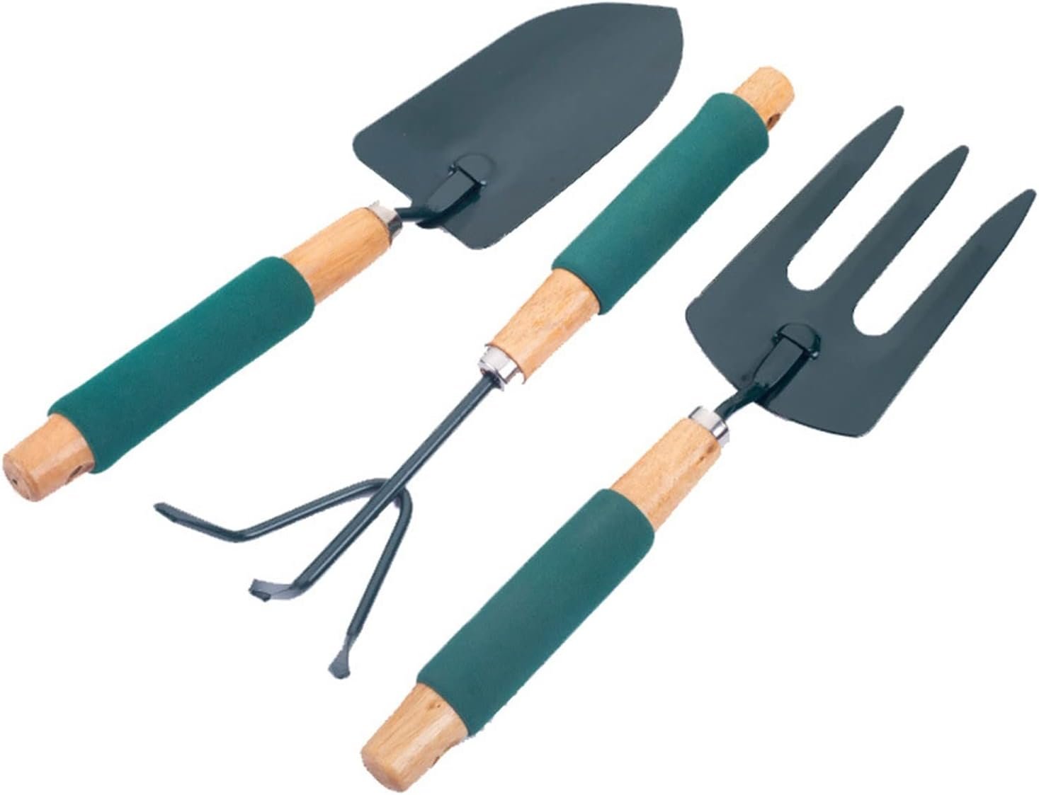 Garden Tool Set, Heavy Duty Carbon Steel 3 Piece Garden Tool Set, Outdoor Gardening Work Set with Ergonomic Sponge Handle