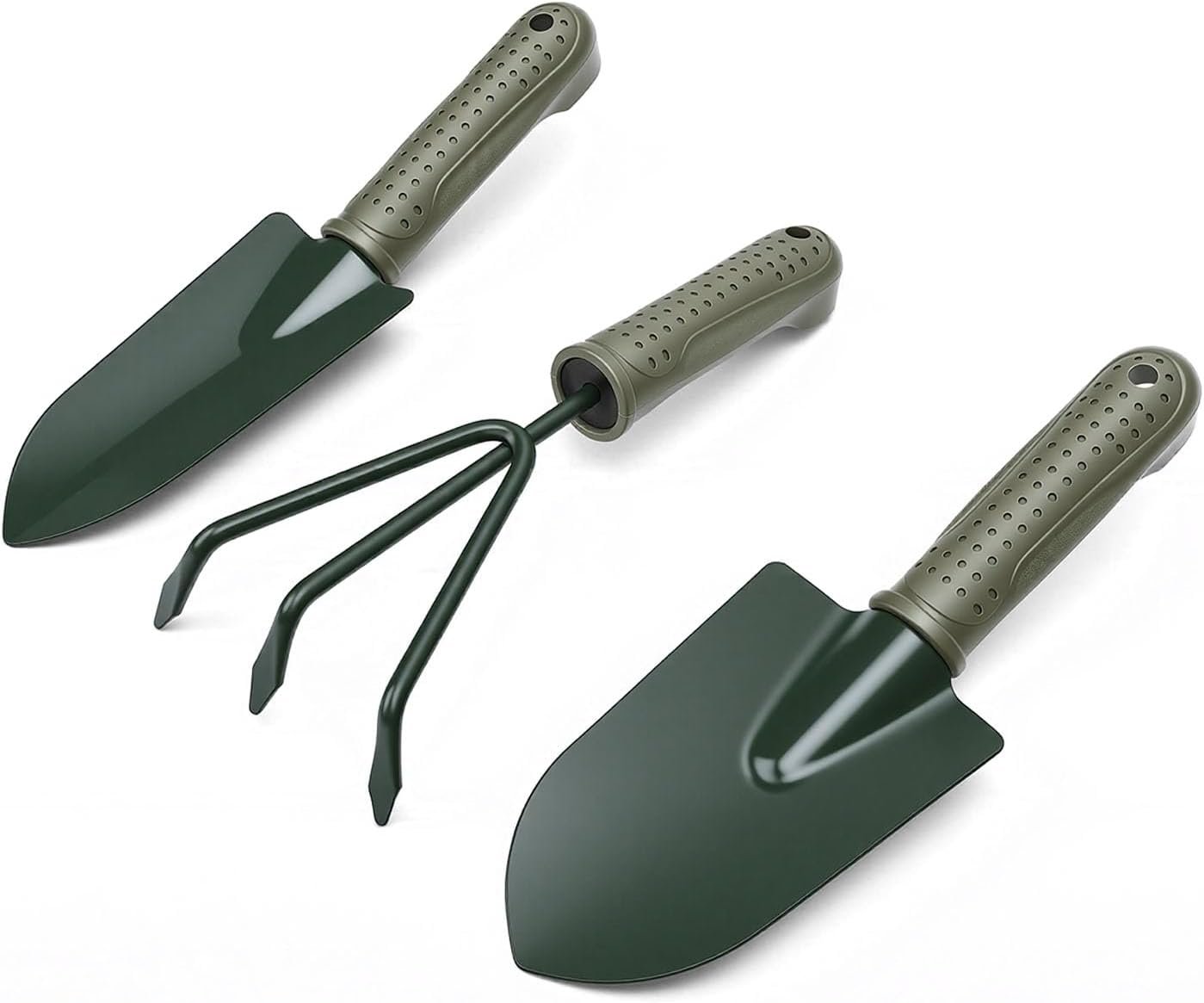 Garden Tool Set, Ergonomic Heavy Duty Digging Planting Set for Garden Yard Premium Iron Handles 3 Piece Hand Tools with Storage Bag