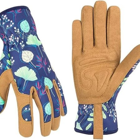 Women's Leather Gardening Gloves, Breathable Thorn-Proof Yard Work Gloves for Digging&Planting