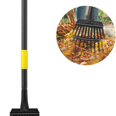 Leaf Rake for Gardening, Adjustable Metal Garden Rake for Leaves Long Handle 30-60", 11 Tines 9" wide Small Lawn Collapsible Yard Adult Kids Rake for Camping Flower Beds Mulch Shrub