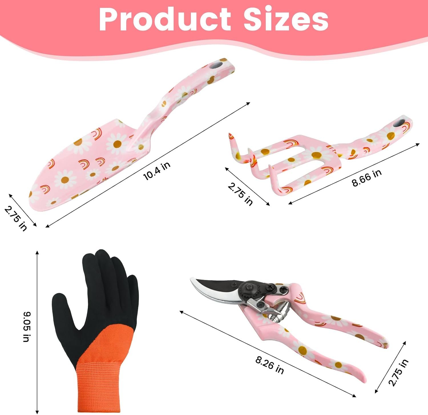 Garden Tools Set Heavy Duty Gardening Tools Set Include Garden Shovel, Garden Scissor, Transplant Trowel and Hand Rake with Ergonomic Handle, 4 Pack - Image 2