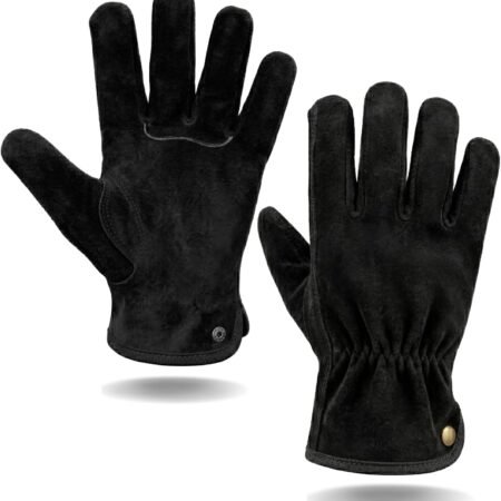 Leather Work Gardening Gloves for Men Women, Thorn-Proof Rose Pruning and Heavy-Duty Yard Work, Driving
