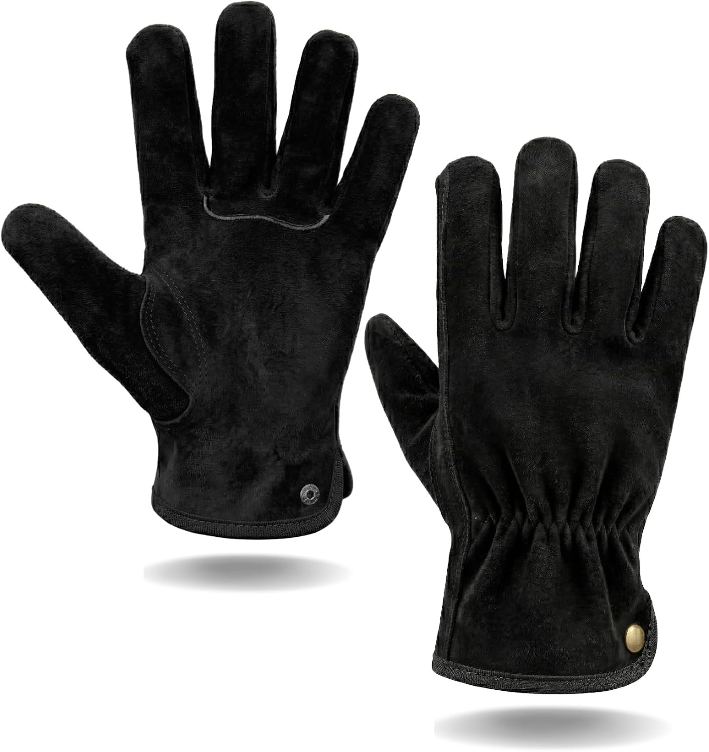 Leather Work Gardening Gloves for Men Women, Thorn-Proof Rose Pruning and Heavy-Duty Yard Work, Driving