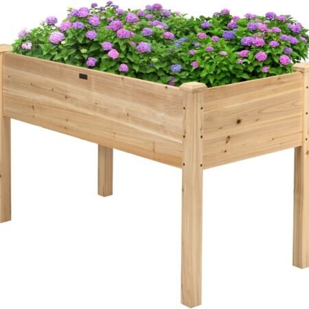 Raised Garden Bed, Elevated Wood Planter Box Stand with Legs for Vegetables, Flowers & Herbs, Standing Growing Bed for Backyard, Patio, Balcony, 49.5”L x 23.5”W x 30”H (Natural)