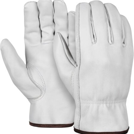 12 Pairs Heavy Duty Durable Cowhide Leather Work Gloves I Driver Gloves for Truck Driving, Gardening, Warehouse