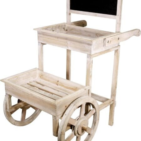 34" Tall Indoor/Outdoor Wooden 2-Tier Plant Display Stand with Chalkboard and Wheels