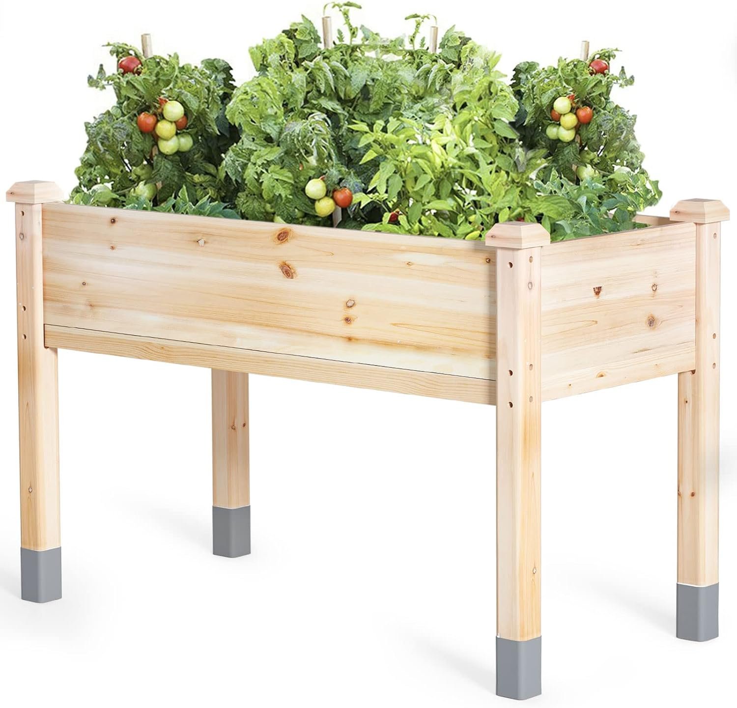 Wooden Raised Garden Bed with Legs, 48”L X 24”W, Elevated Reinforced Large Planter Box for Vegetable Flower Herb Outdoors - Beam and Column Structure - Unmatched Strength