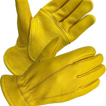 Full Premium Wild Elkskin Leather Work Gloves for Men, Durable for Heavy-Duty Labor, Construction, and Garden