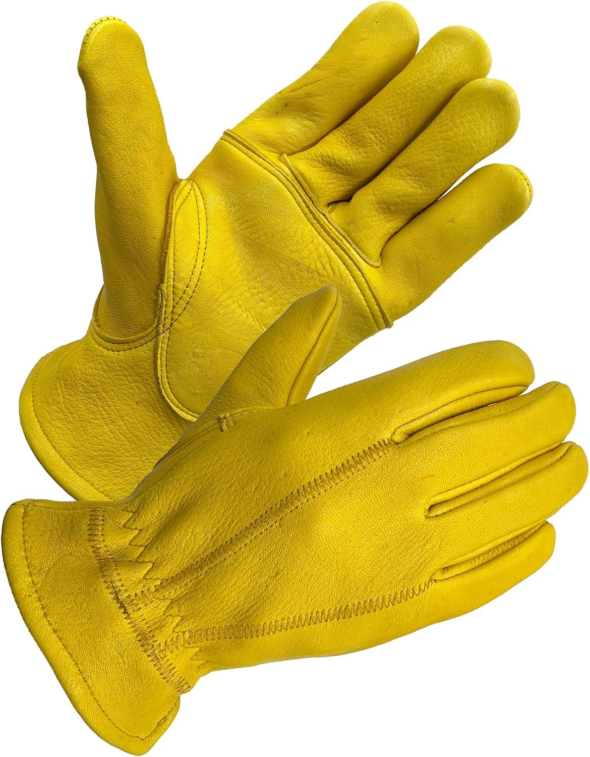 Full Premium Wild Elkskin Leather Work Gloves for Men, Durable for Heavy-Duty Labor, Construction, and Garden