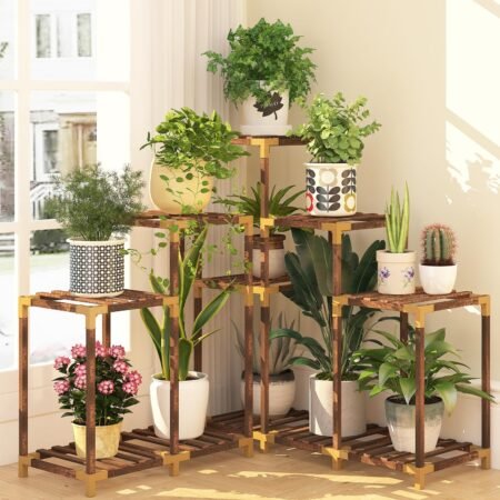 Plant Stand Indoor Outdoor, 11 Tier Corner Shelf Wood Rack Organizer Display for Multiple Plants Large Ladder Holder Flower Stand for Living Room Patio Porch