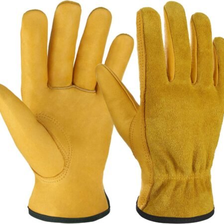 Leather Work Gloves, Gardening Gloves, Flex Grip, , 1 Pair, S | Flexible Grip,  Thumb, Elastic Wrist, Breathable Unlined Comfort for Yard Work, Firewood, Landscaping and Farm Tasks