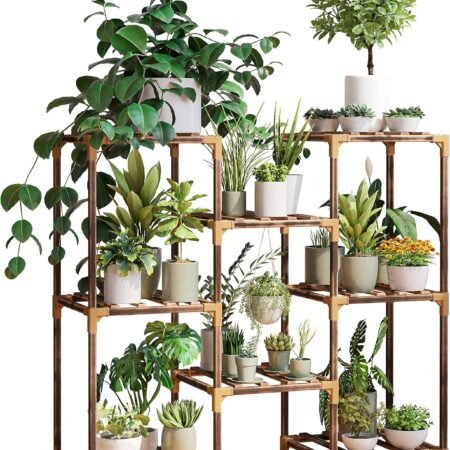 Plant Stand Indoor, Outdoor Wood Plant Stands for Multiple Plants, Plant Shelf Ladder Table Plant Pot Stand for Living Room, Patio, Balcony, Plant Gardening Gift